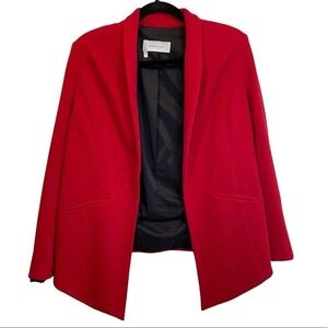 10 Crosby Derek Lam Wool Blend Open Front Blazer Jacket Red 6